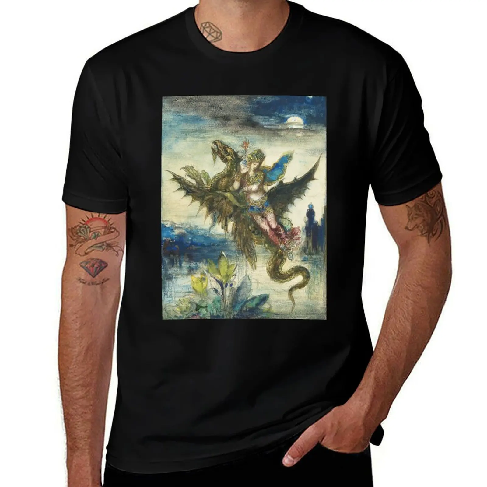 Lady and serpent vintage Gustave Moreau painting T-Shirt custom shirt anime shirt clothes sweat T-shirt men