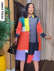 Miyake Pleated Lapel Women's High End Dress 2024 Spring and Autumn Stripe Print Loose Size Slim Cardigan Women's Wear