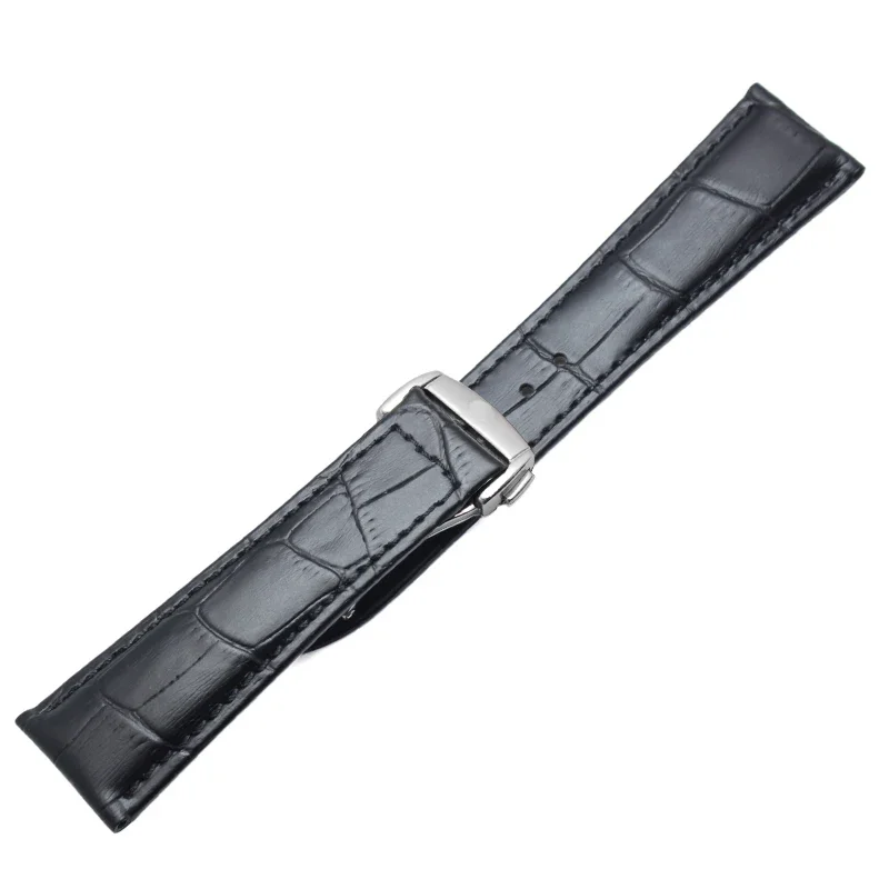 Genuine Leather Watchband 20mm 22mm Watch Band Butterfly Deployment Clasp for Omega Compatible Replacement Strap