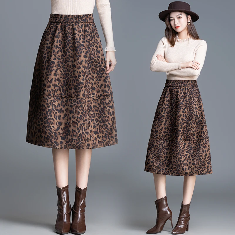 

Модная женская юбка А-силуэта с высокой талией, весна-лето-осень, с цветочным принтом, свободного кроя, миди, удобная для повседневной носки, полиэстер