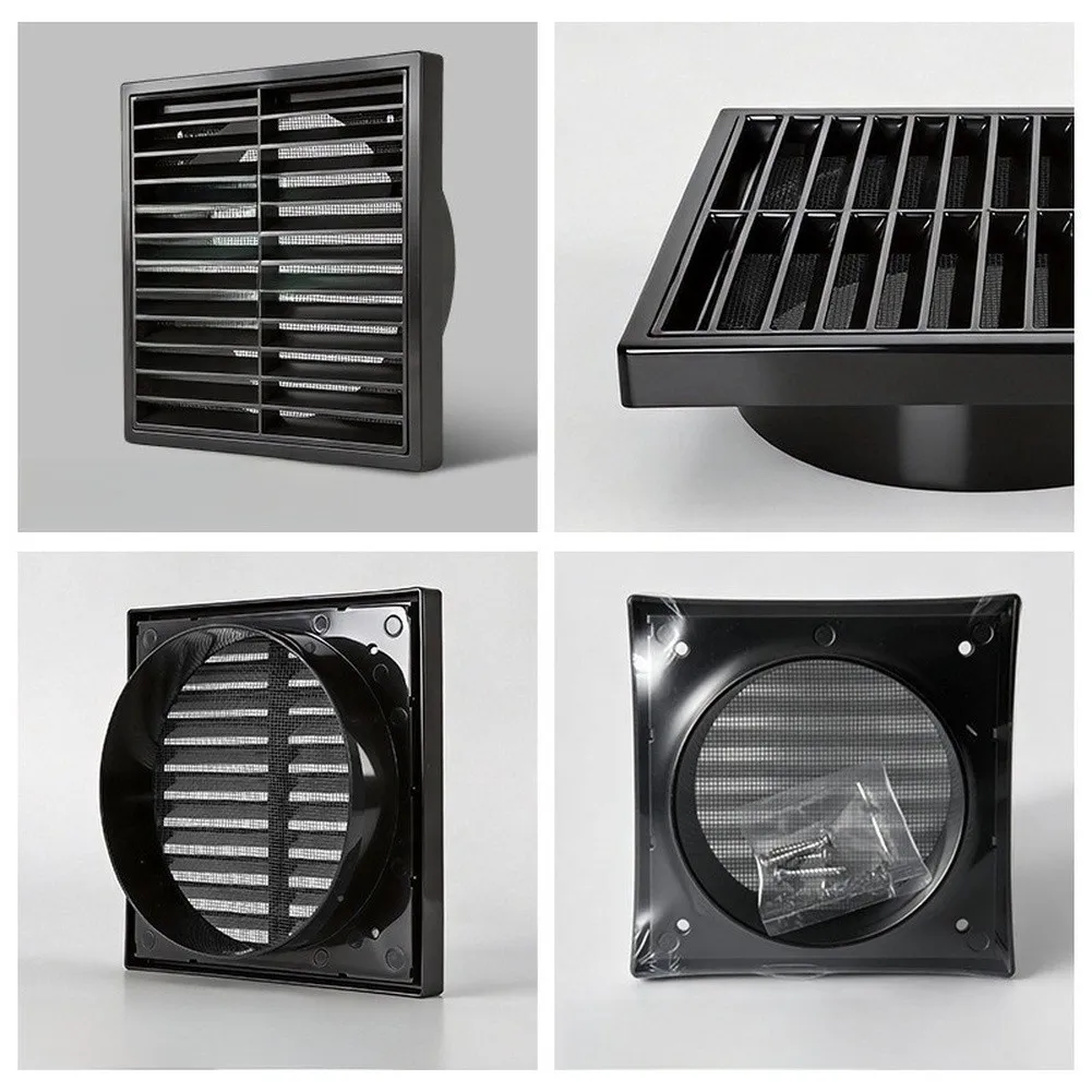 Louvred External Wall Vent Grille with Airflow Optimized Louvers and Removable Screen ABS 100mm 125mm 150mm 200mm