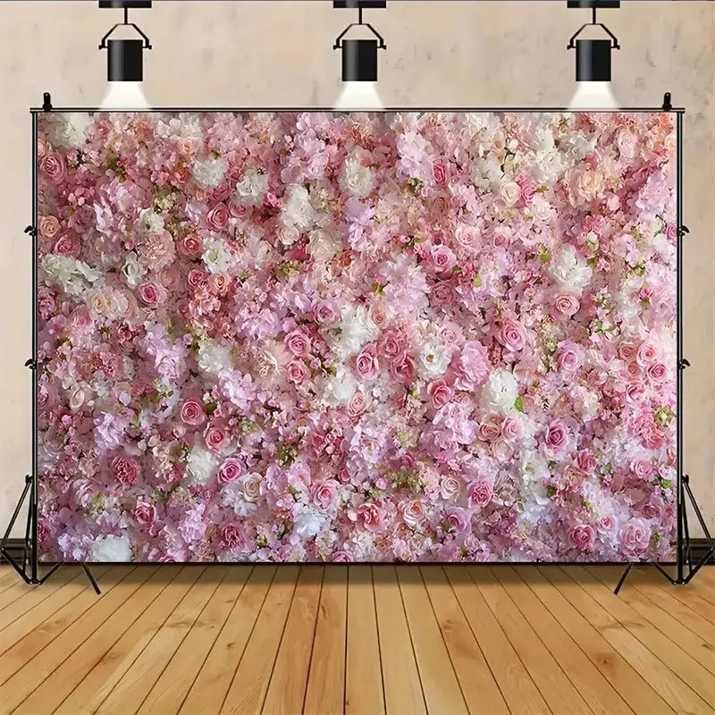 VIKAMA Pink Rose Flower Photo Backdrop Wall Tapestry Full Bloom Peony Carnation Floral Photography Background Romantic Bedroom