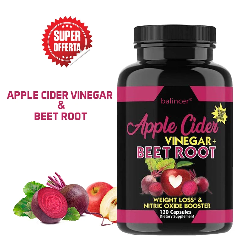 Balincer Apple Cider Vinegar + Beetroot Extract Capsules | Metabolism + Energy Support | Healthy Weight Loss, Diet, Digestion