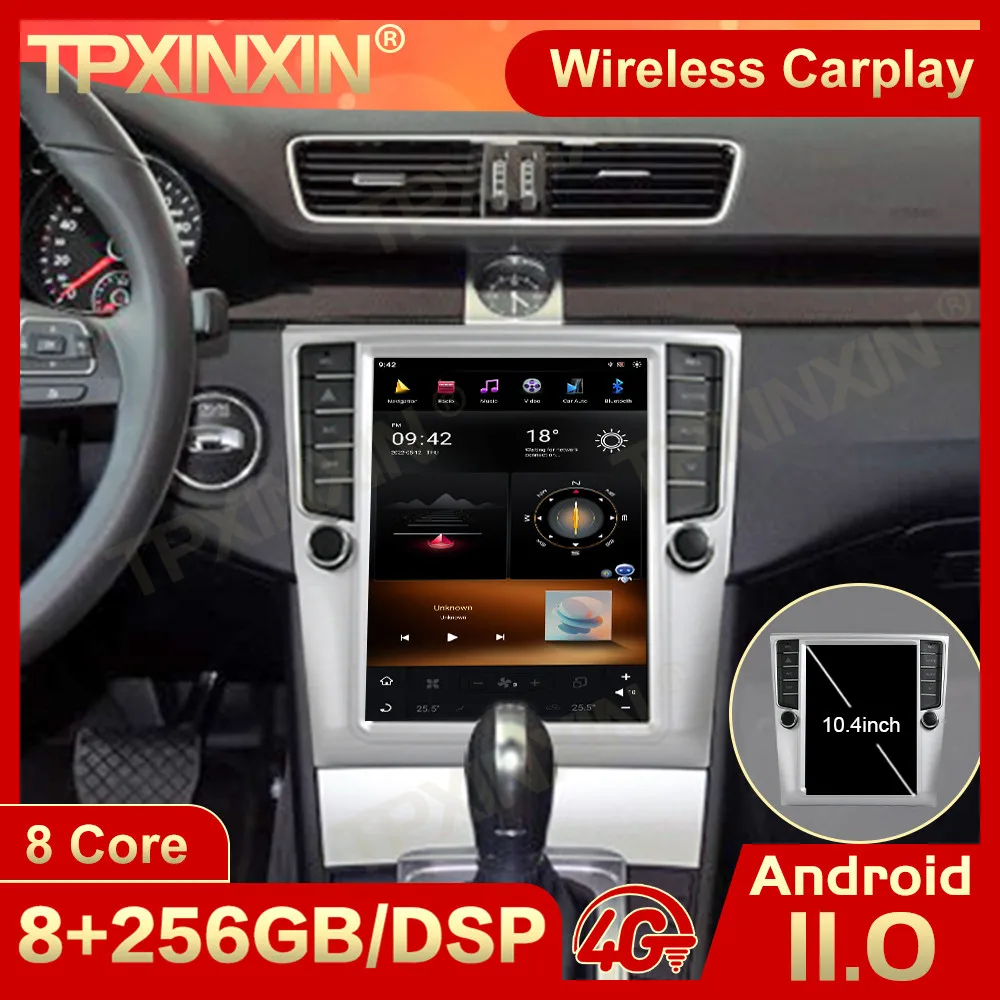 256G Carplay Android 11 Tesl- Screen Radio Receiver For VW Magotan 2012 2013 2014 2015 2016 GPS Navigation Video Audio Head Unit