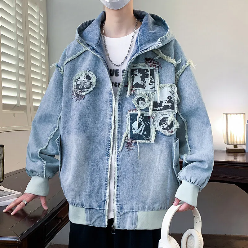 Celebrity style 2025 spring high-quality fashion trend printed denim jacket jacket