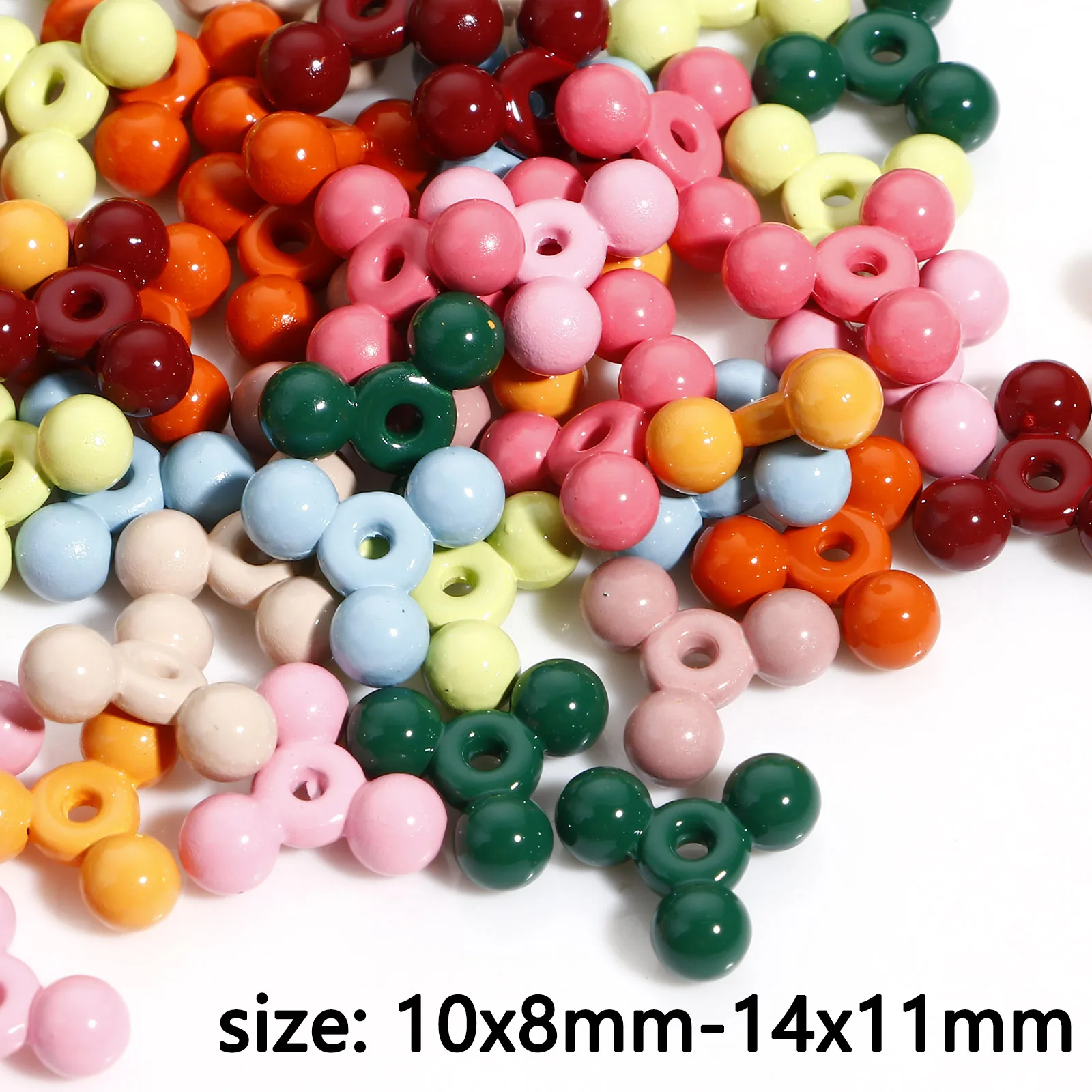 10pcs Mixed Color Spacer Beads Geometric Boots Cake Heart Smile Enamel Loose Beads Women DIY Jewelry Making Necklace Findings