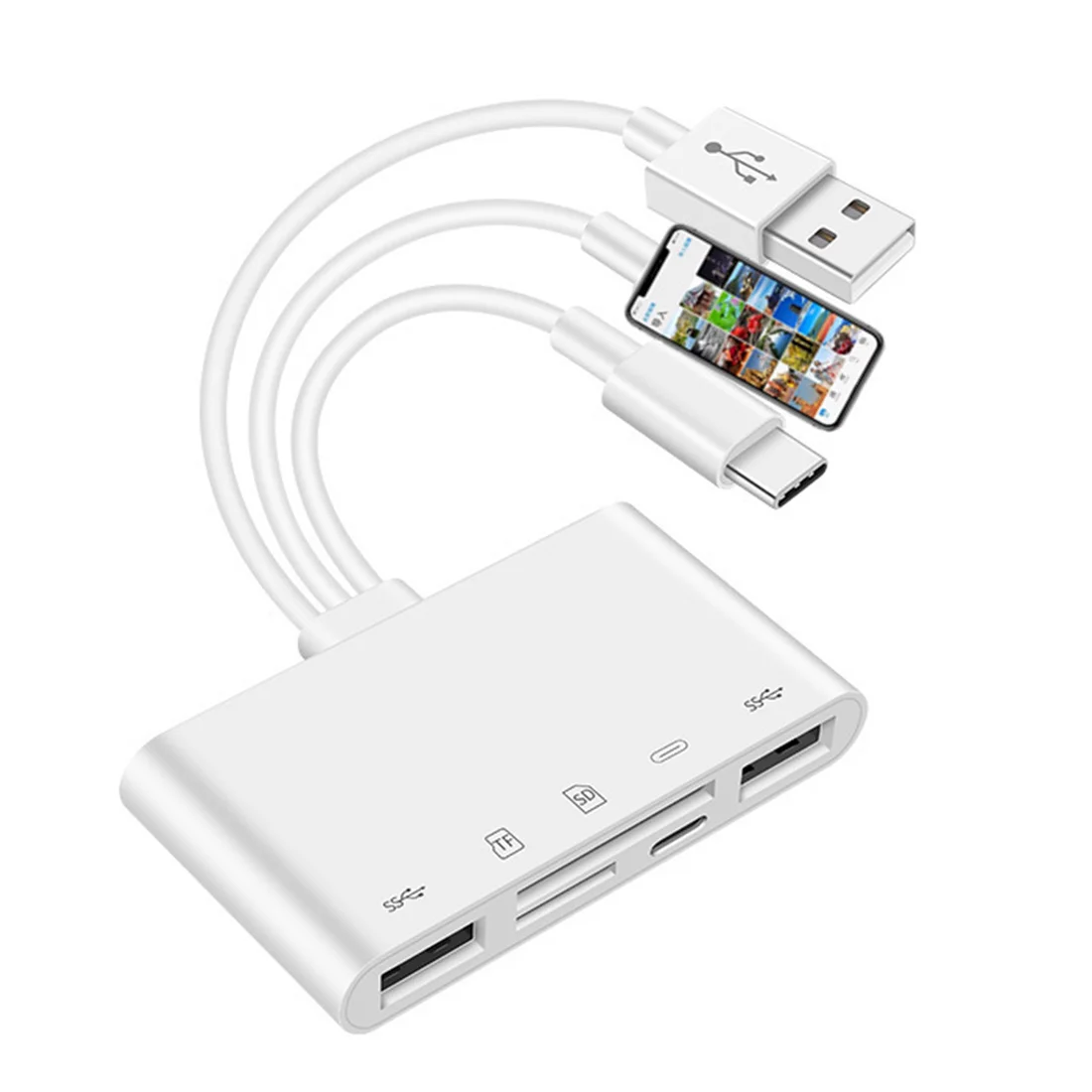 OTG adaptor multifungsi kamera USB, untuk Kit pembaca kartu TF micro-sd untuk iPhone iPad Apple 13 konverter