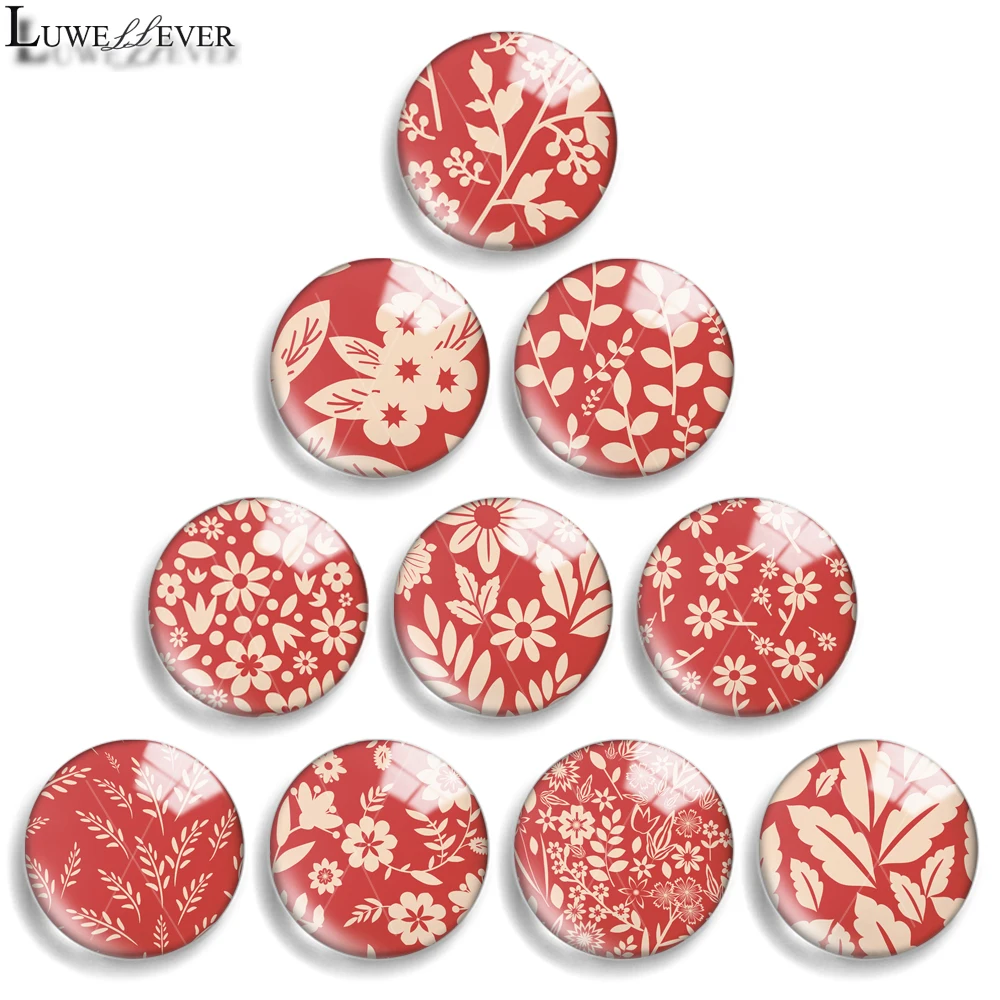 10mm 12mm 20mm 25mm 30mm 40mm 800 Red Painting Mix Round Glass Cabochon Jewelry Finding 18mm Snap Button Charm Bracelet