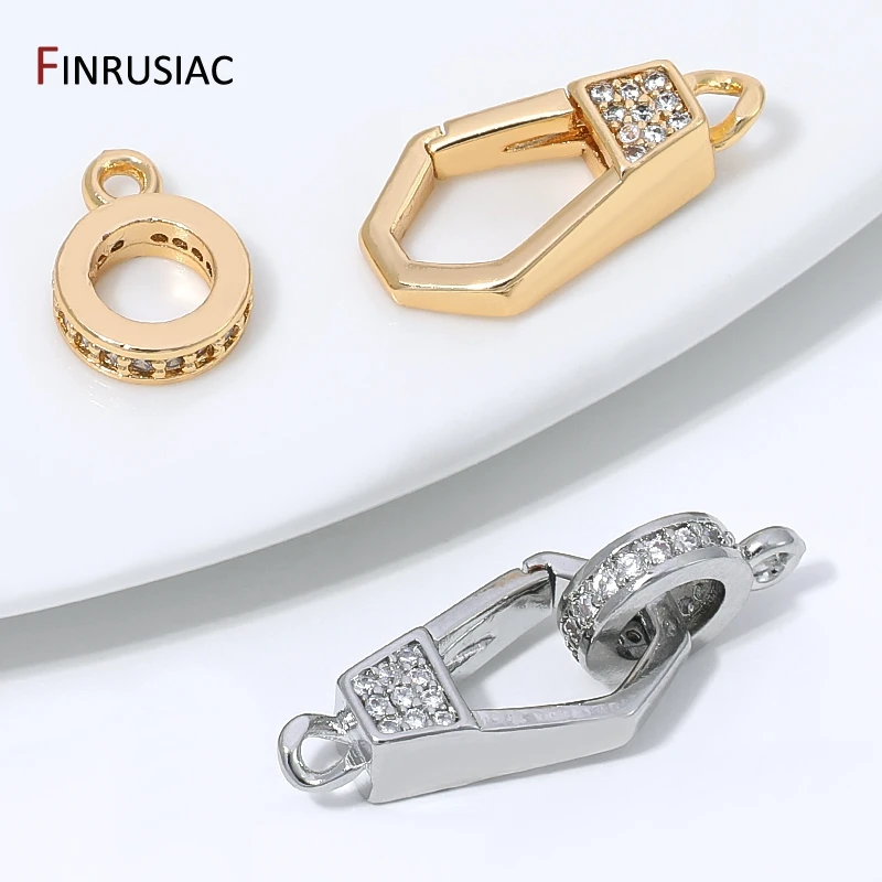 14K Gold Plated Brass With Zircon Pearl Clasps,Lock For Jewelry,Carabiner Snap Clasps Connector for DIY Jewelry Making Supplies