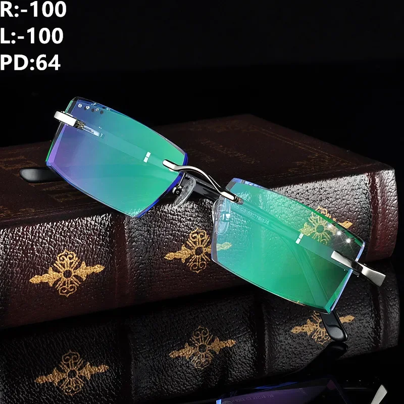 -100 -150 Blue light blocking lens Prescription Eyeglasses Men Customized Prescription Glasses Myopia Hyperopia Rimless glasses