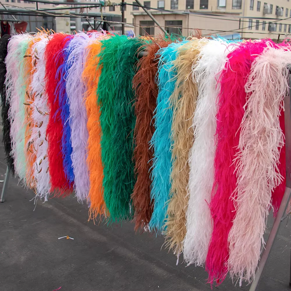 

High Quality Ostrich feather boa 6Ply Natural Fluffy Ostrich feathers Boa Scarf for Party Dress Skirt Sewing Decoration Plumas
