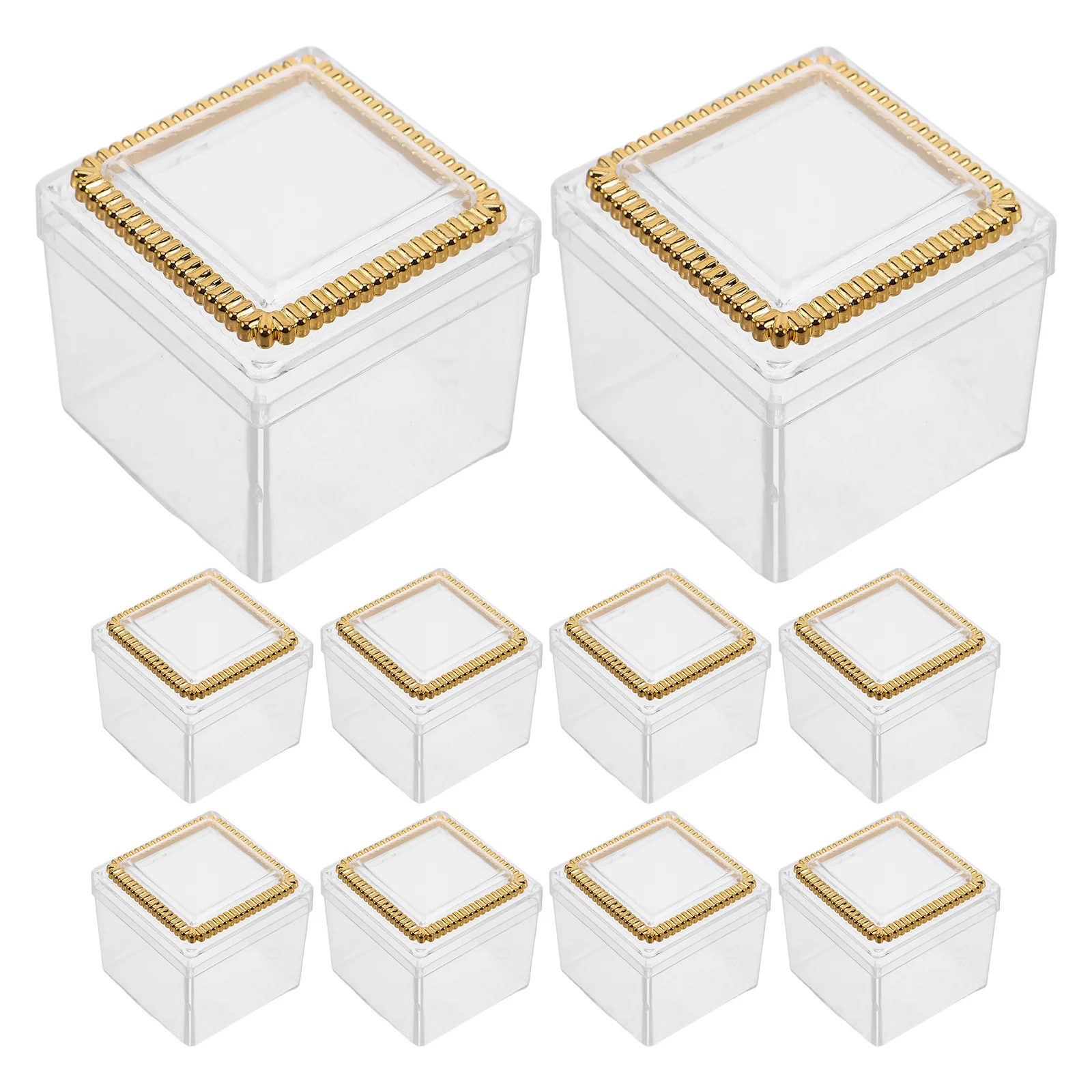 12 قطعة من صناديق الحلوى المربعة الشفافة، حاويات شفافة لحفلات الزفاف، شوكولاتة الزفاف، تخزين المجوهرات، صندوق حلوى شفاف مربع