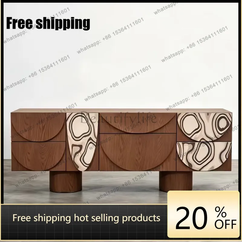 Vintage-style solid wood entryway cabinet, creative burl storage cabinet for home use