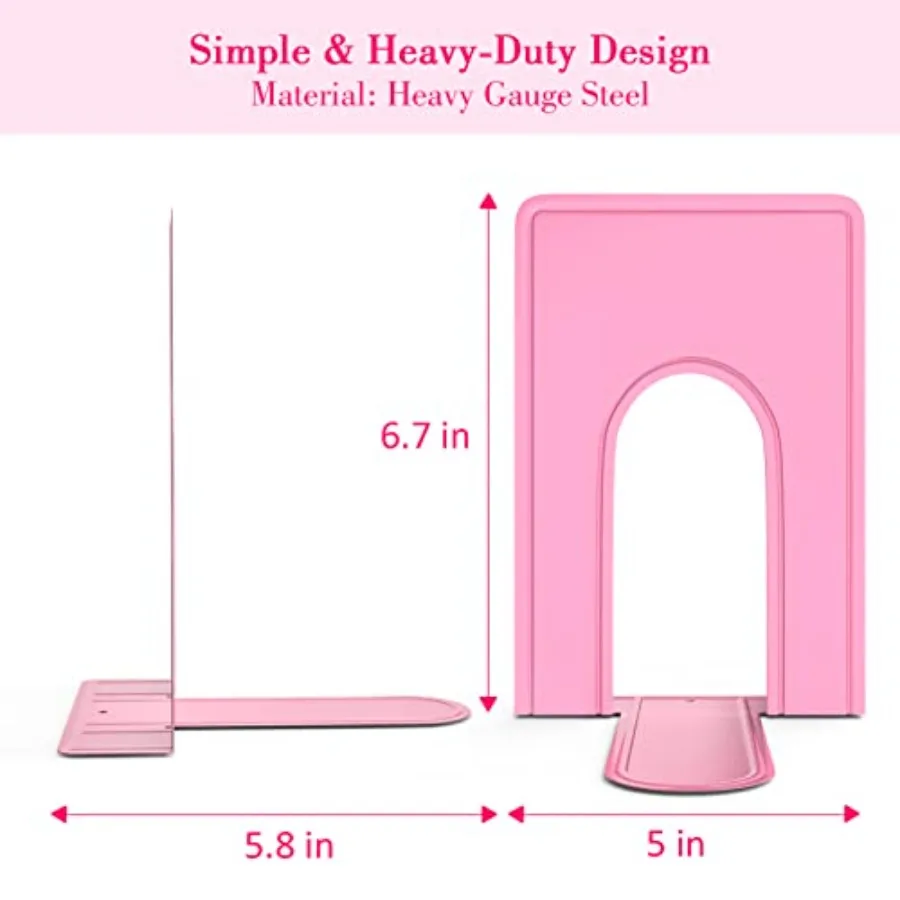 Bookends, Book End Supports Heavy Duty Metal Bookend Support, Book Ends Supports for Shelves Decor Home Office School