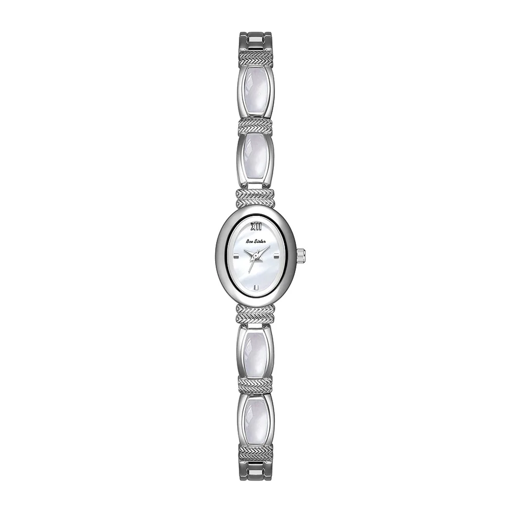 New Hot Selling Natural High-end White Moonlight Shell Steel Strap Gold Bracelet Oval Quartz Women's Watch Delivery Box