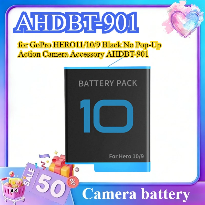 

3.85V 1800mAh Fully Decoded Battery for GoPro HERO11/10/9 Black No Pop-Up Action Camera Accessory AHDBT-901