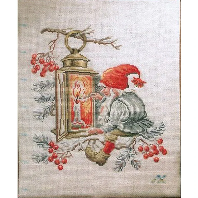 Amishop Top Quality Beautiful Lovely Counted Cross Stitch Kit Santa On Cherry Tree Light A Fire Candle Christmas Father