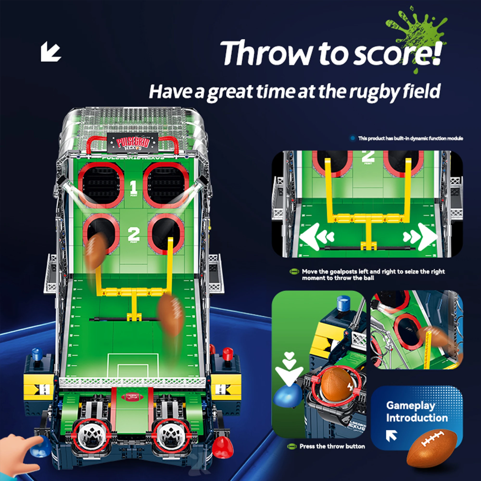 2272pcs Rugby Game Machine Building Blocks Creative electric Rugby Game Console Battle Game Bricks Toys for Kids Adults Gifts