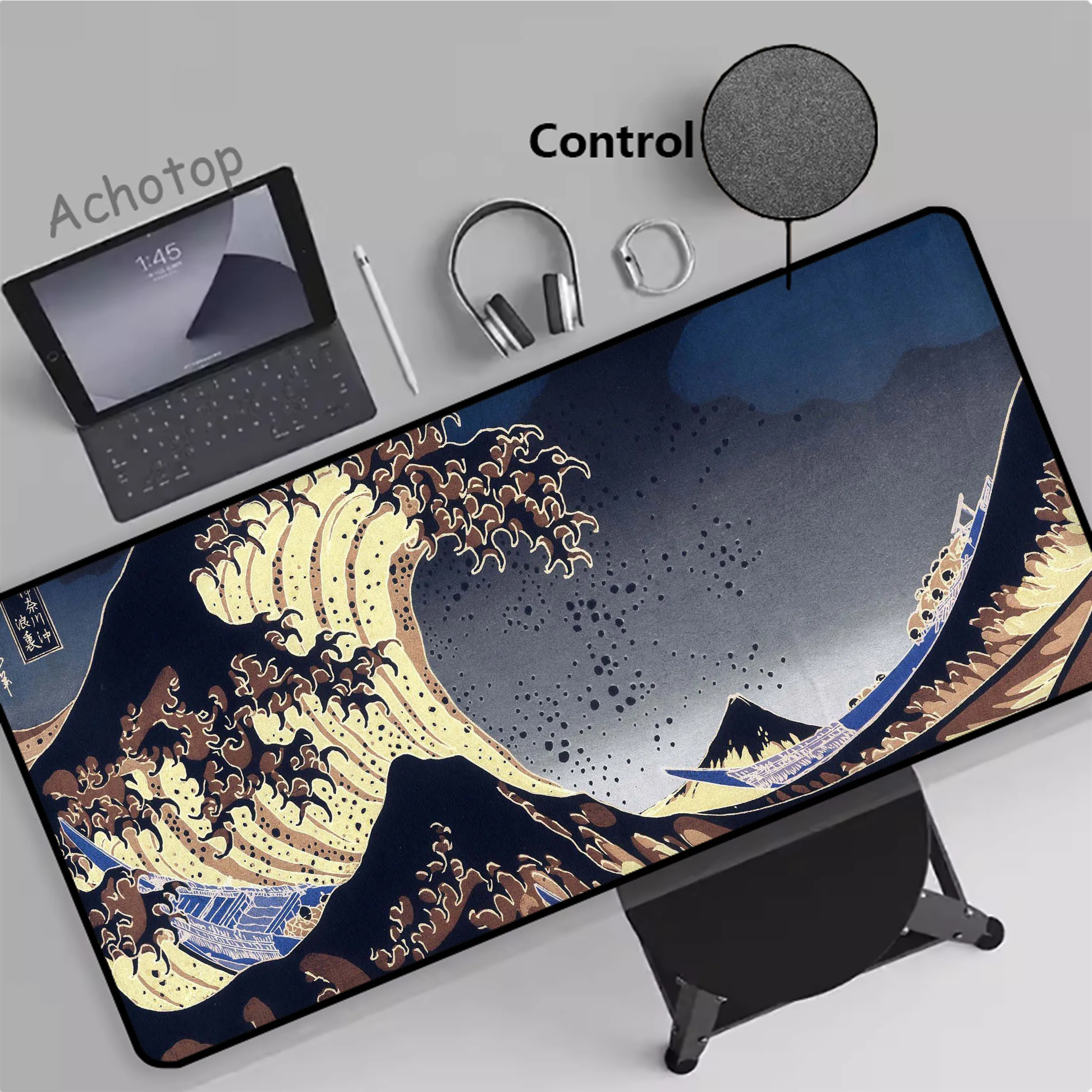 Japanese Sea Wave Control Large Mousepad XXL Office Mouse Pad Gaming Carpet Locking Edge Mouse Mat Game Keyboard Pads 900x400mm