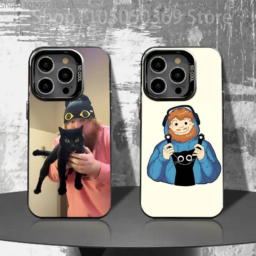 

Kitty and C-Caseoh Phone Case For iPhone 16,15,14,13,12,11,Pro,XS,Max,Plus,Mini,SE4,E Black Matte Shockproof Cover