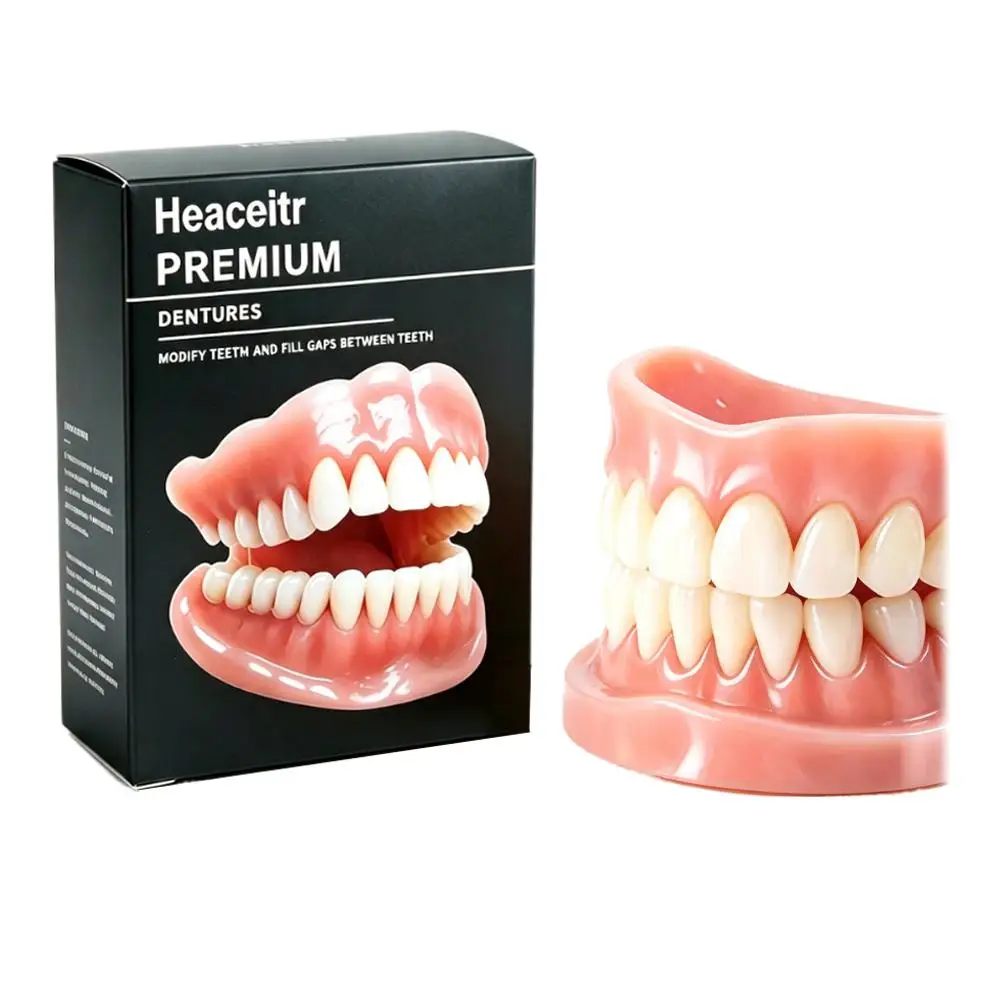 Denture Set Easy Wear Cosmetic Teeth With Natural Bright White Temporary Teeth Repair Kit For Daily Meal Drink Confident Smile