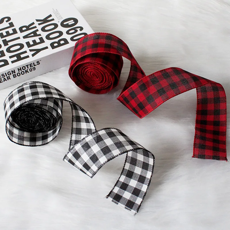 Christmas Linen Ribbon, Black and White Plaid, Atmosphere Decoration, DIY Accessories, 2023