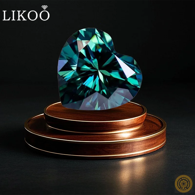 

Натуральный цвет, изумрудно-зеленый муассанит, камень в форме сердца, драгоценный камень, выращенный в лаборатории бриллиант для подвесок, женские ювелирные изделия с сертификатом GRA