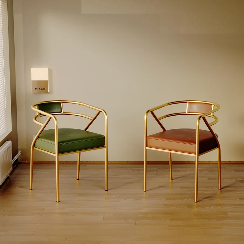 Nordic Luxury Iron Dining Chair  Stable Modern Backrest Seat  Cream-Style Waiting Stool for Cafe  Hotel Office Reception Chair