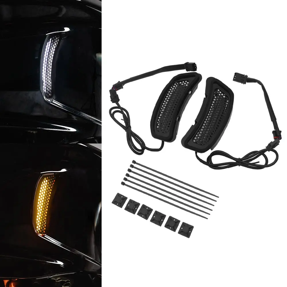 Para Harley Softail Low Rider ST El Diablo FXLRST FXRST: Kit de Inserções de Luzes de Ventilação Frontais para Carenagem de Motocicleta com Sinalizador e DRL