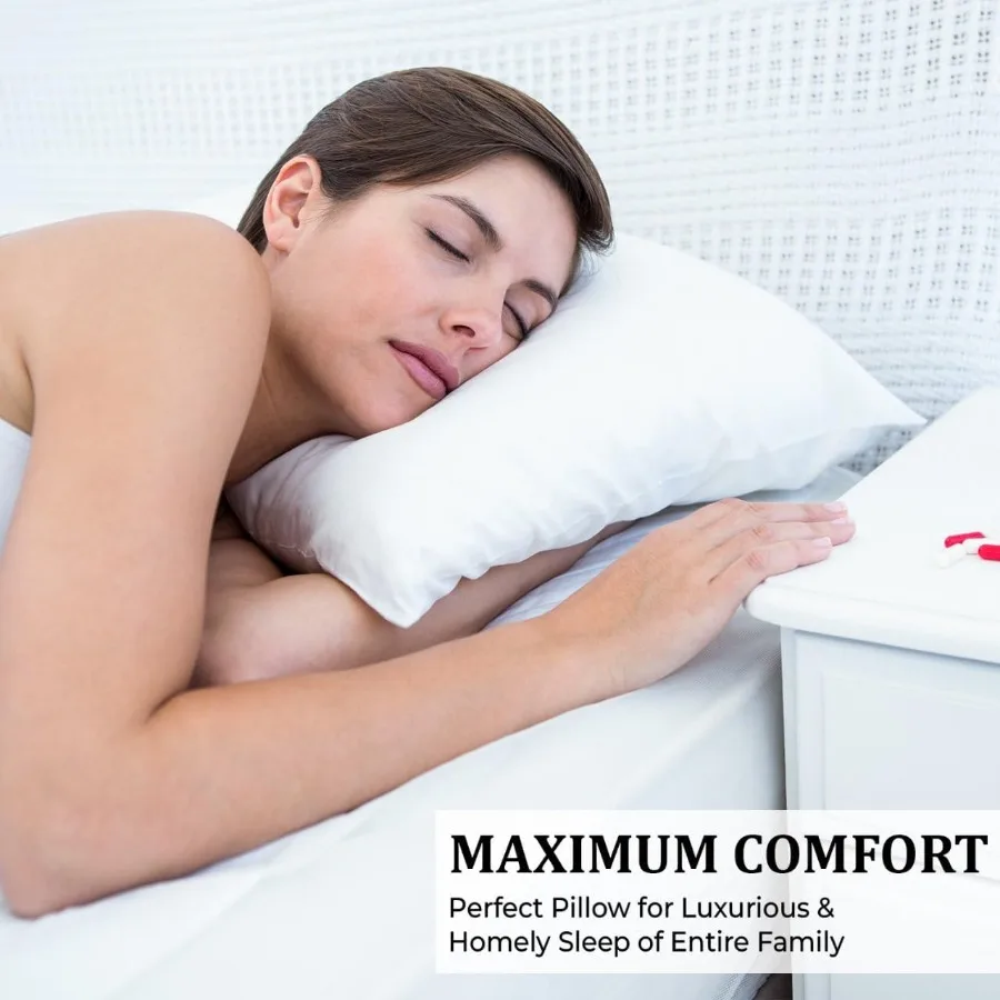 طقم وسائد سرير بحجم كوين مكون من قطعتين مع كثافة متوسطة للنوم الناعم والداعم مثالي للجانب الخلفي والنوم المعدني