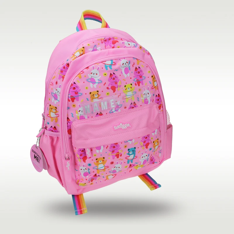 Australia Smiggle original hot-selling children's schoolbag high-quality girls cute pink bear schoolbag 4-7 years old 14 inches