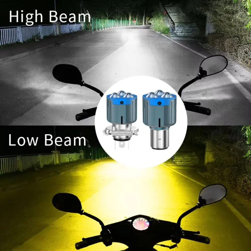 

3-объективные светодиодные фары для мотоцикла, дальний ближний свет, белые/желтые/зеленые фары, лампа для фар мотоцикла, IP68, водонепроницаемая