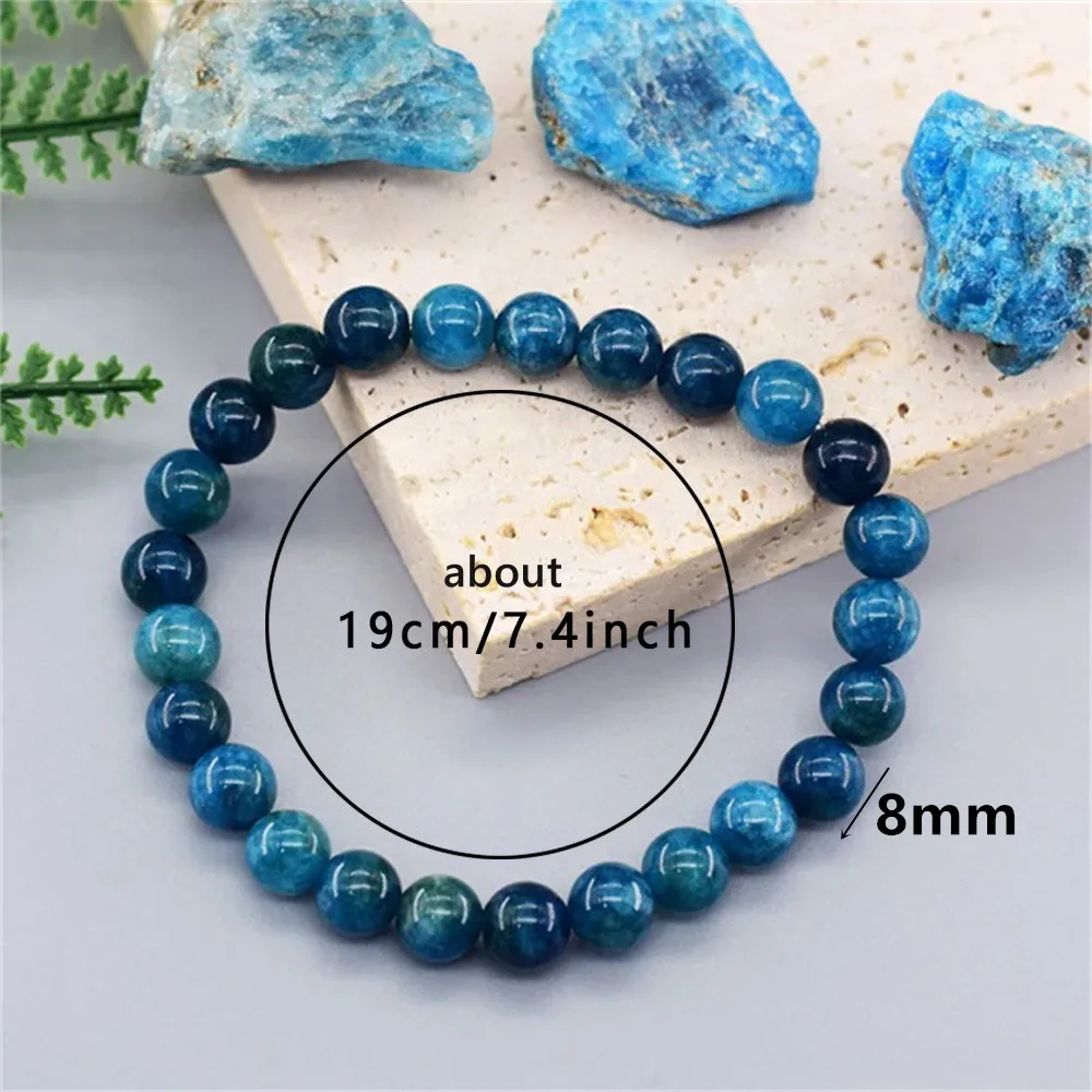 Exquisite Natural Blue Apatite Stone Bead Bracelet For Women Men Lapis Lazuli Stone Bracelets Vintage Daily Jewelry Unique Gift