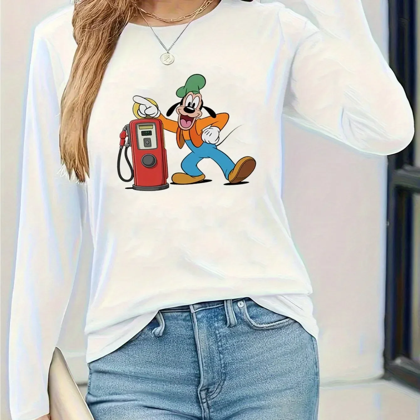 

2025 New Disney Printed Trendy Leisure Pure Cotton T-shirt Retro Street College Style Commuting Y2K Harajuku Slim Fit unisex