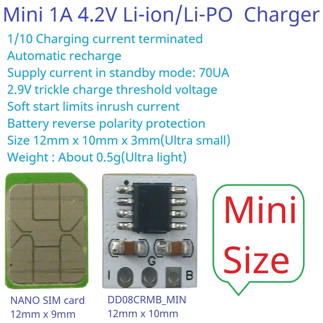 DD08CRMB  Li-ion/Li-Po Charger 1A 4.2V Trickle/Constant Current/Constant Voltage Multifunctional Lithium Battery Charge Manager