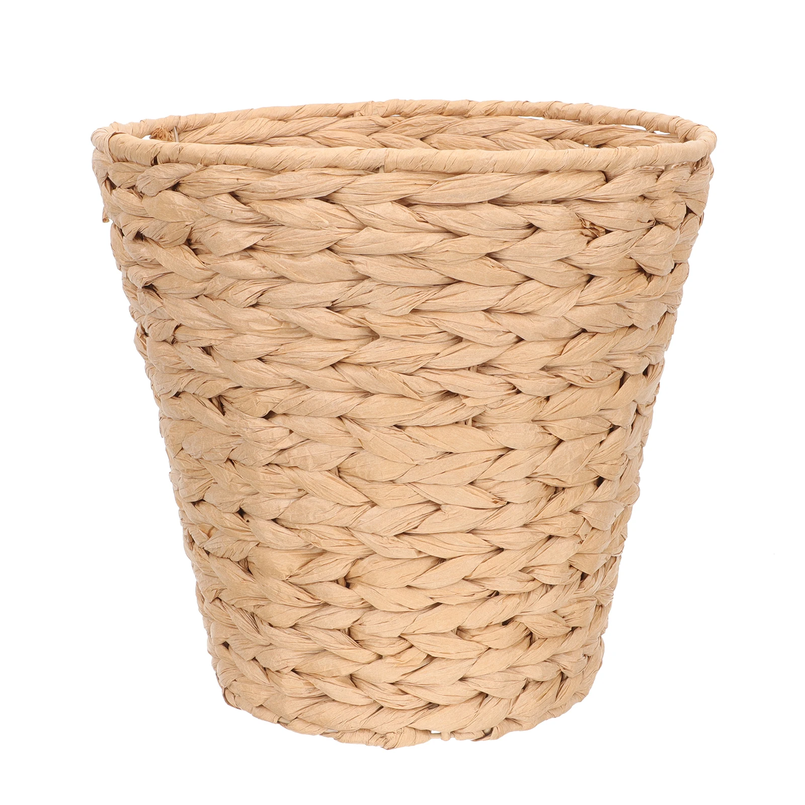 

Multifunctional Woven Trash Can Rattan Style Storage Basket Iron Frame Paper String Lightweight Environment Friendly