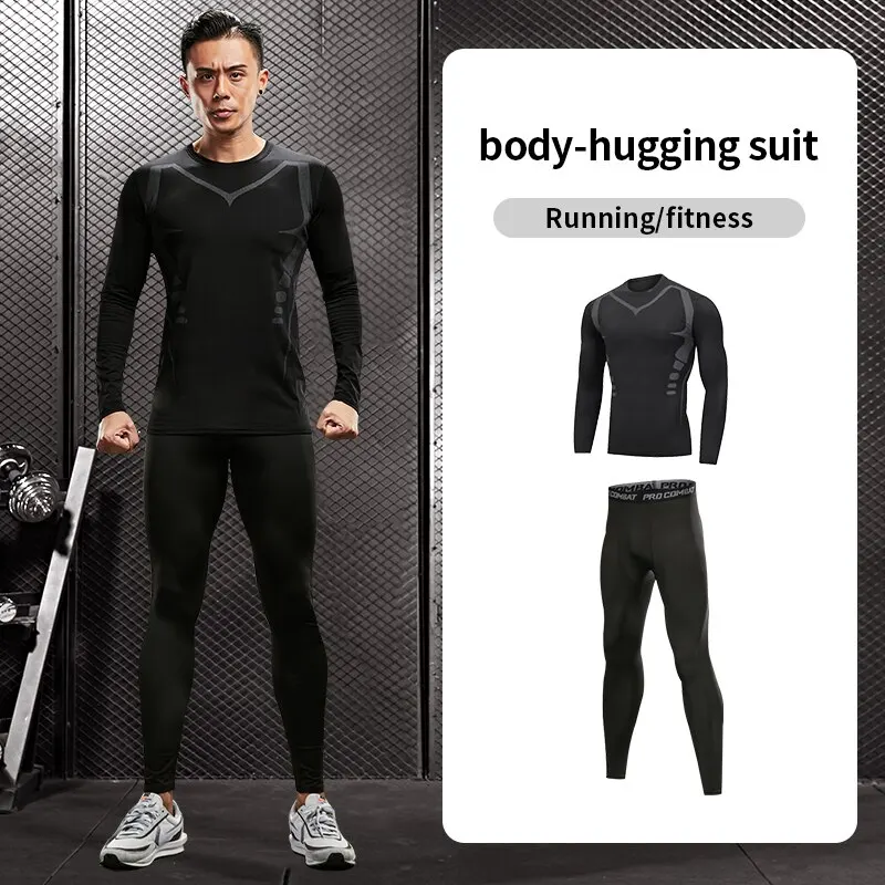 

Sports suit men running equipment 2025 Spring Summer new training morning run outdoor tight fitness wear