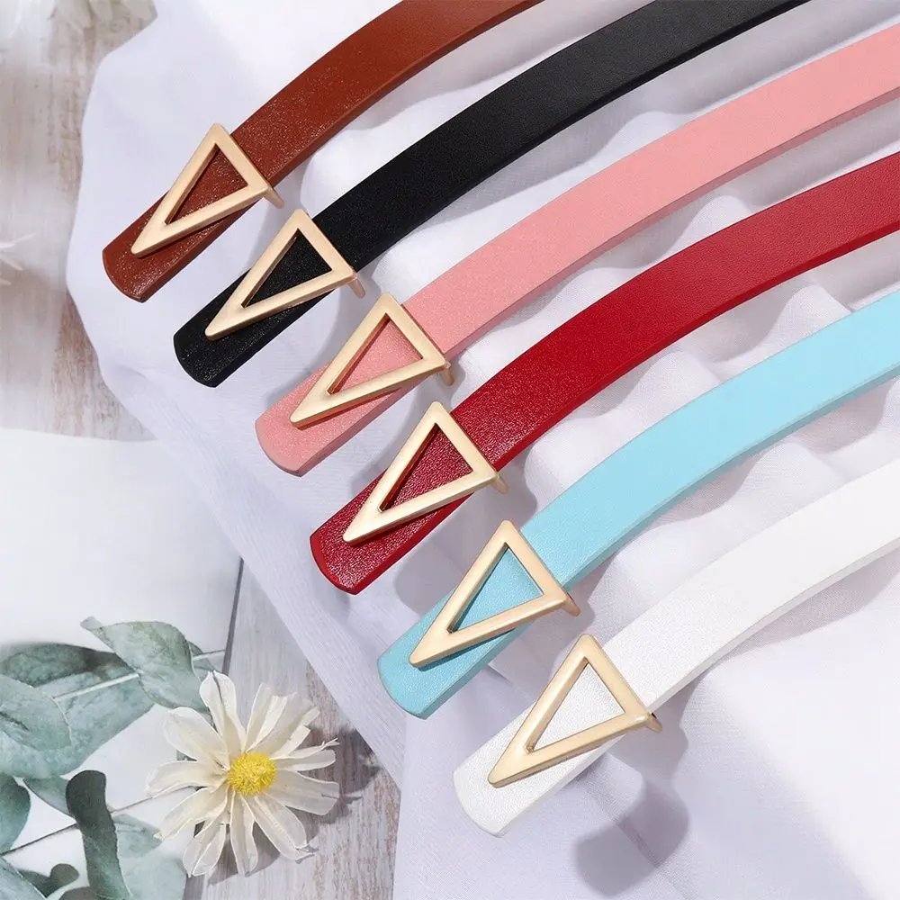 Adjustable Korean Male Unisex Metal buckle Belt accessories Triangle waistband PU leather belt Width