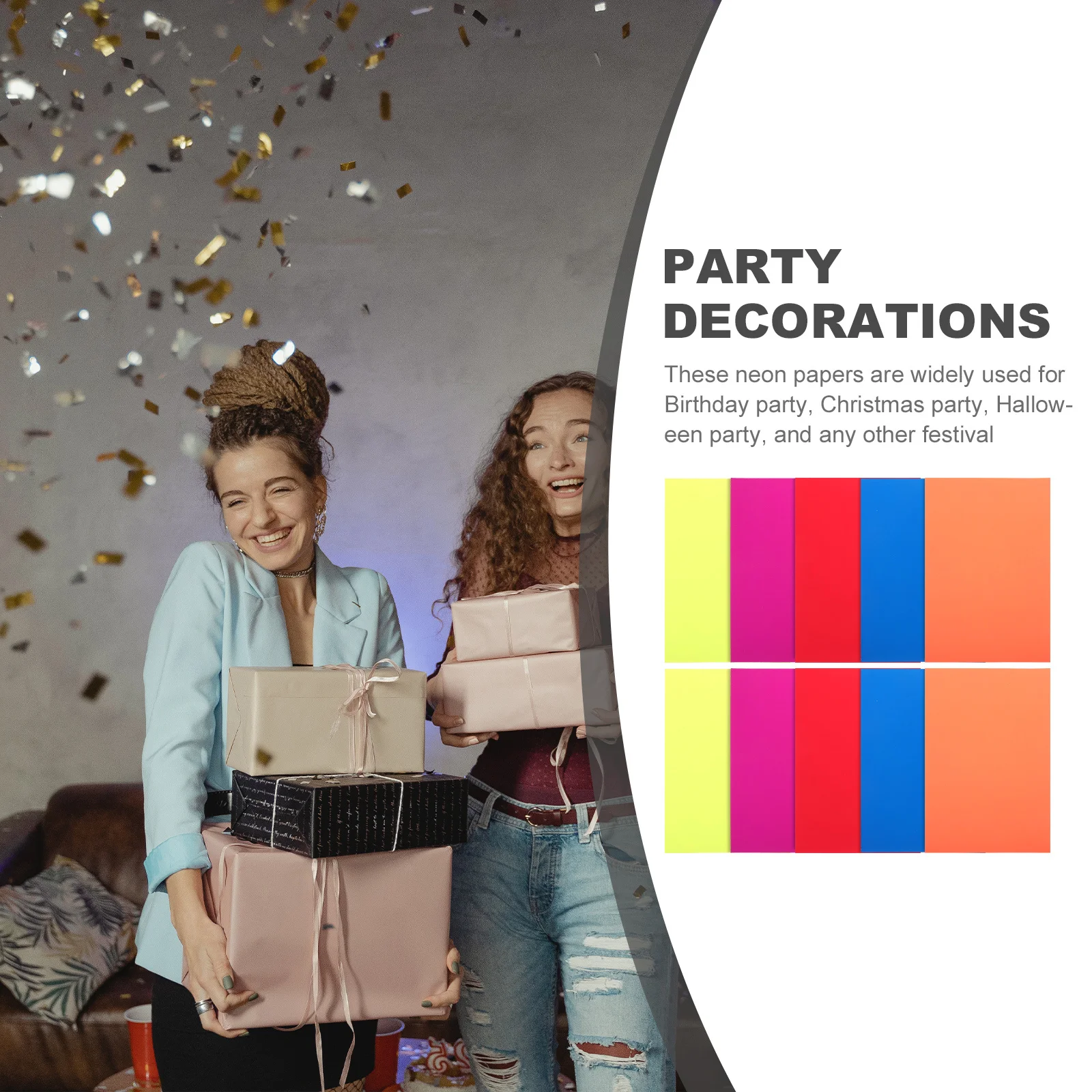 

10 Sheets Fluorescence Neon Paper String Flags DIY Glow in The Dark Party Decorations for Birthday Christmas Halloween Festival