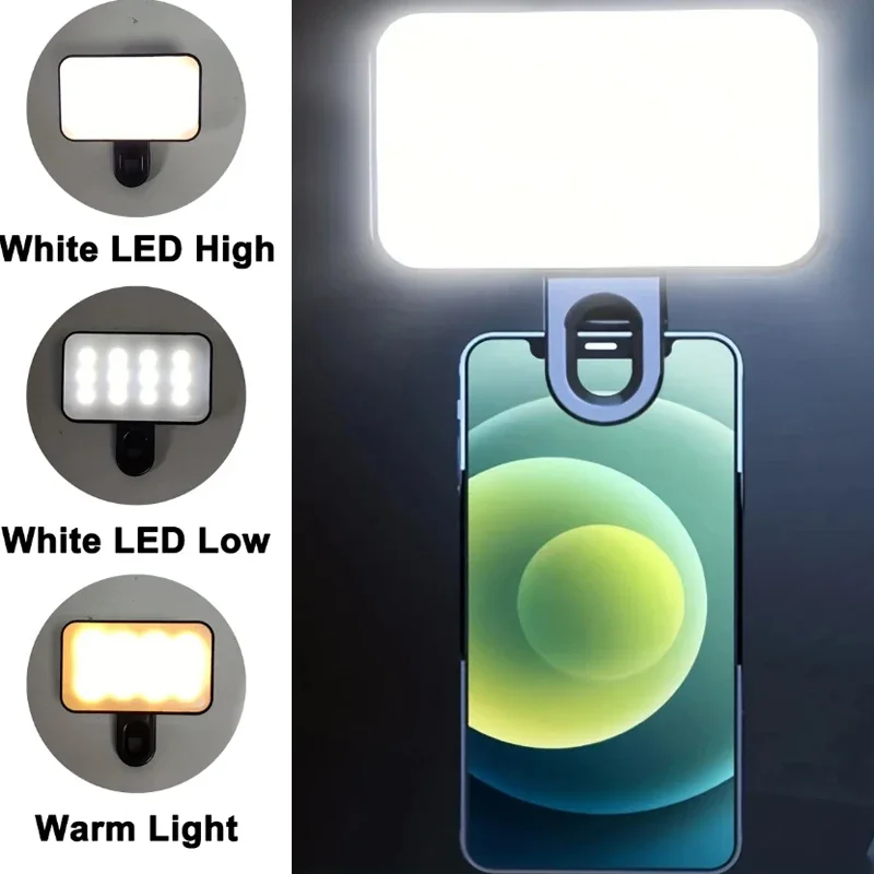 

Светодиодный светильник для мобильных телефонов и компьютеров. Мини-перезаряжаемый заполняющий светильник для селфи. 3 цветовых режима. Регулируемая яркость.