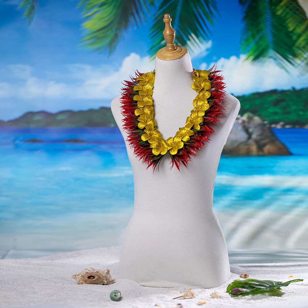 2024 sztuczne tworzywo sztuczne wiosenna trawa Plumeria Lei dla absolwentów Tongan Kahoa Lei 64 CM hawajskie Leis dla występ na imprezie festiwalowych