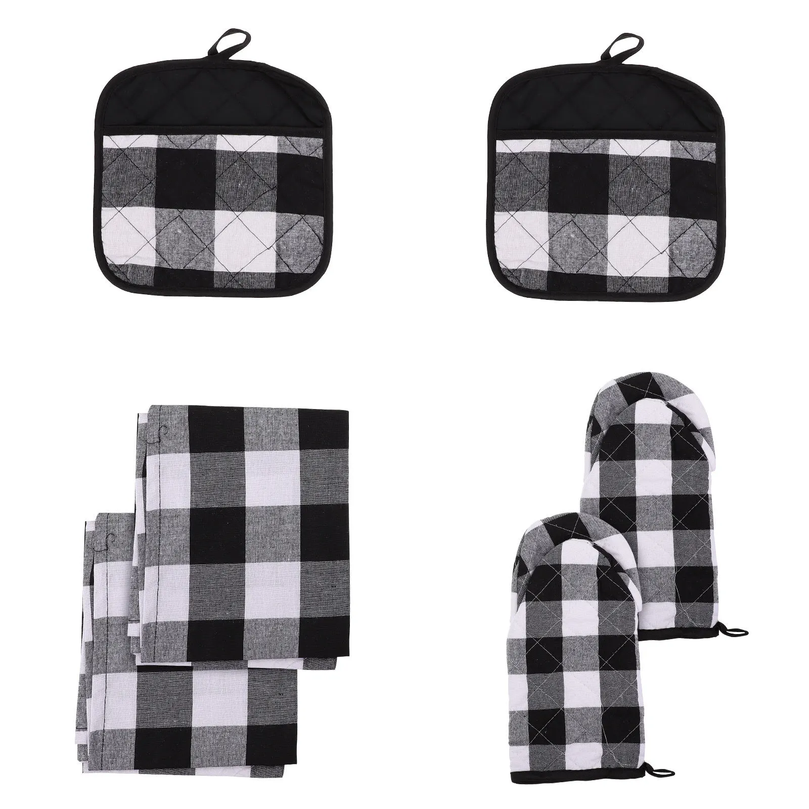 

1Set Kitchen Oven Heat Resistant Gloves Insulation Pads Dishcloths Microwave Oven Baking Mitt Heat Resistant Non Slip Grip