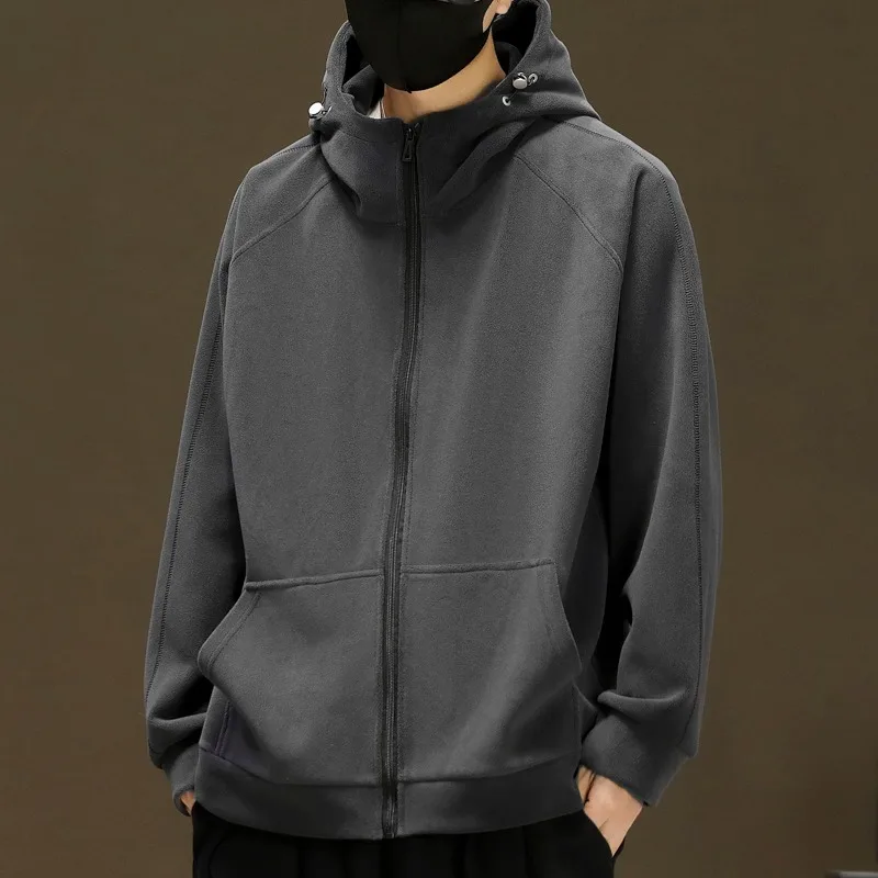 

Hooded Jacket Men's Zipper Thickened Lined Casual Loose Comfortable, Fashionable, High Quality, Versatile, Handsome Outerwear