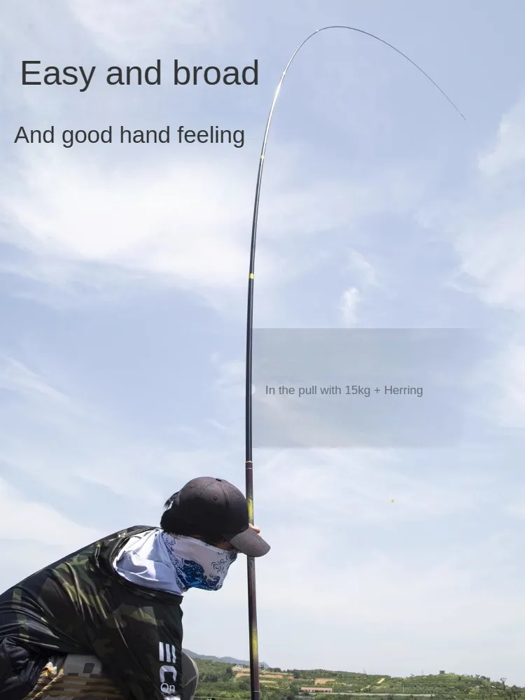 HZX 12H Giant Fish Rod Carbon Fishing Rods Superhard 19 Tune Taiwan Fishing Rod 3.6-10m Ultralight Big Fish Hand Pole