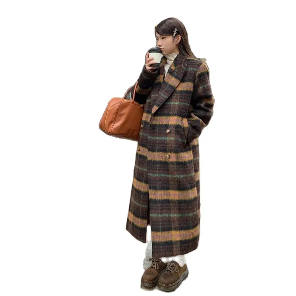 

Retro Fashion Temperament Coat Women's Autumn And Winter High Feeling New Woolen Extra-long Warm And Casual Coat Tide.