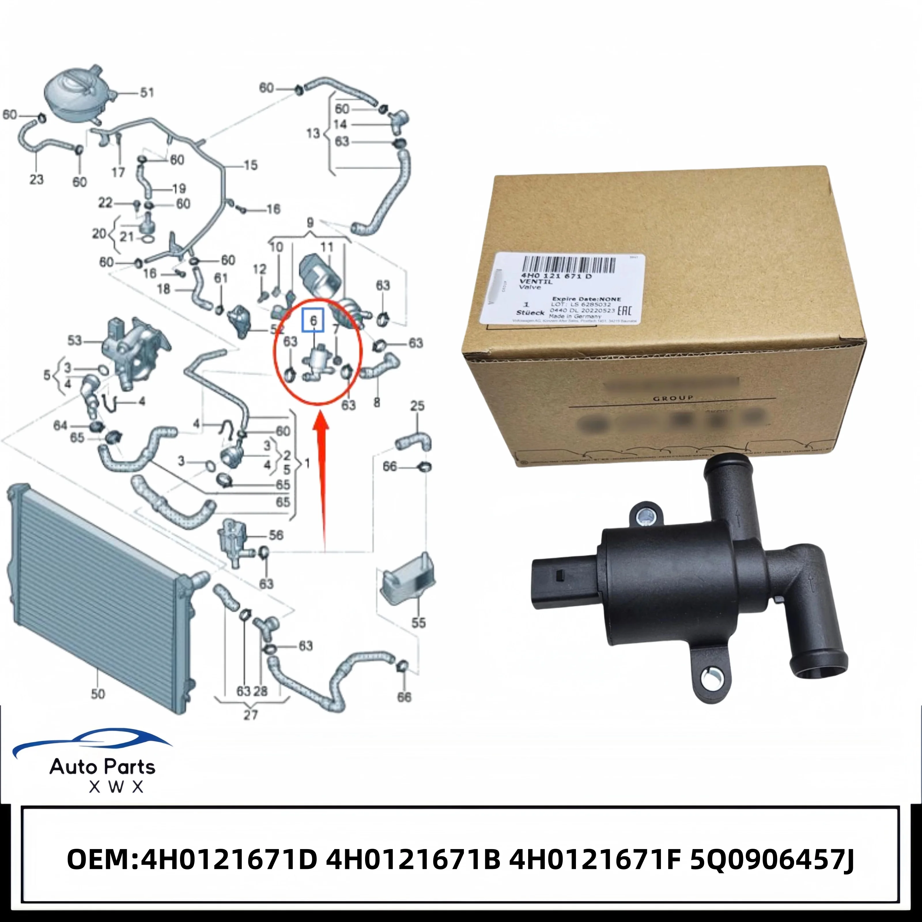 Car Heater Control Valve 4H0121671D 4H0121671B For Audi A4 A5 A6 C7 A7 A8 Q5 Volkswagen Golf 7 Passat B8 Solenoid Valve