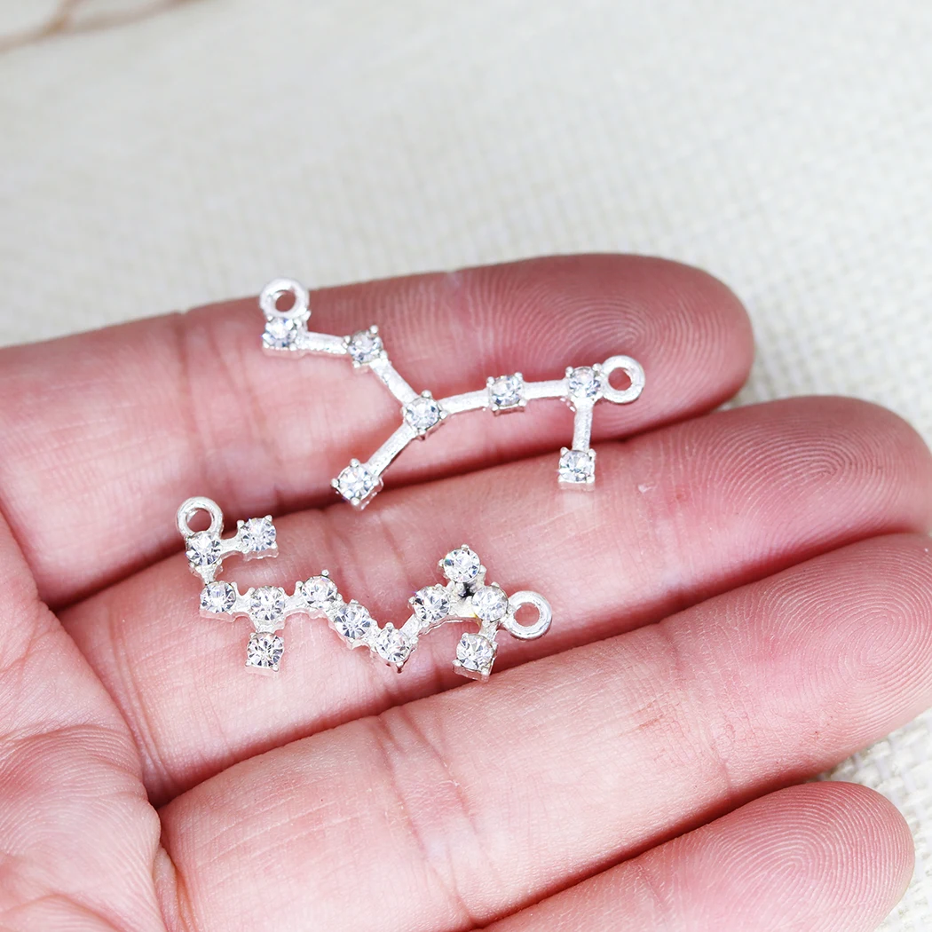 5PCS 12 Constellation Zodiac Sign Astrology DIY Stainless Steel Gift For Women Men Charm Pendant For Bracelet Jewelry Findings