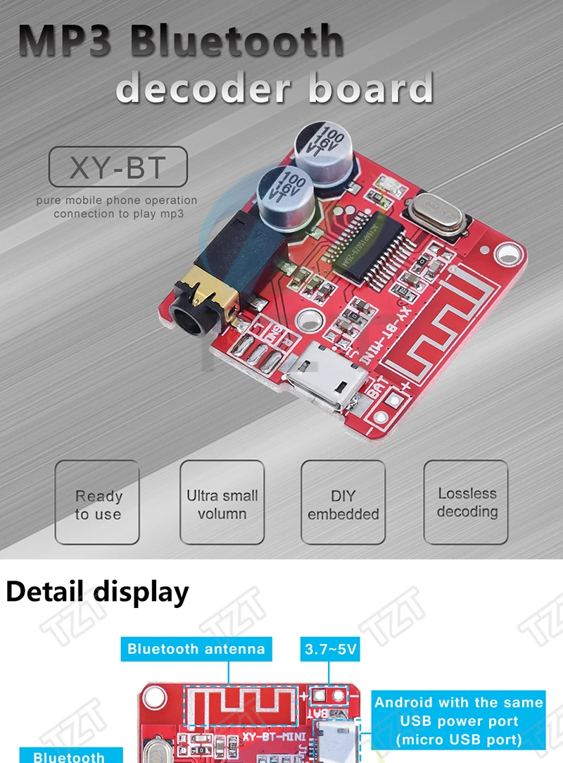 1/3 Stück Bluetooth-Audio-Empfängerplatine Bluetooth 5.0 MP3 Verlustfreie Platine Drahtloses Stereo-Musikmodul mit Leistungsverstärker – Detail 3