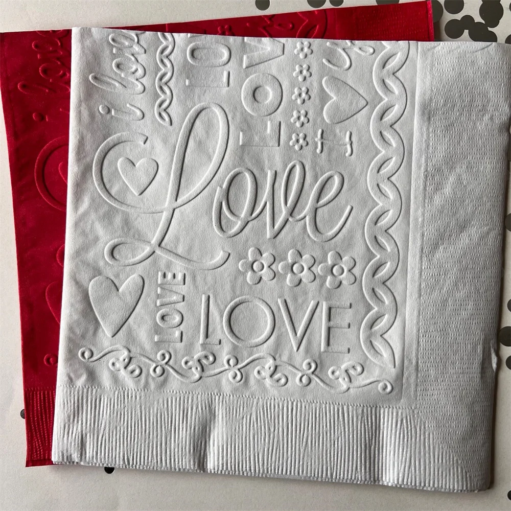 50PCS Wedding Napkin ~ Embossed Paper Napkin ~ Wedding ~ Shower ~ Wedding Words ~ Bridal ~ Bridal Shower ~ Love ~ Beverage ~ Coc