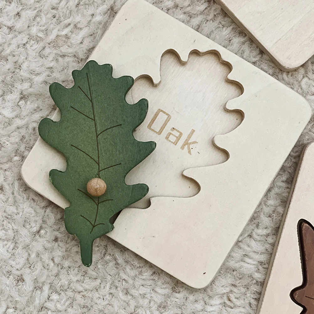 4 Pcs Leaf Puzzle Kids Educational Toy Letter Enlightenment Toys Leaves Plaything Wood Child Preschool Jigsaw